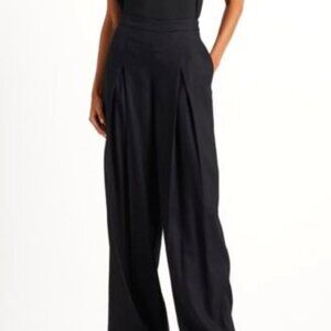 Lauren Ralph Lauren Womens Pleated Linen-Blend Tw Black 6